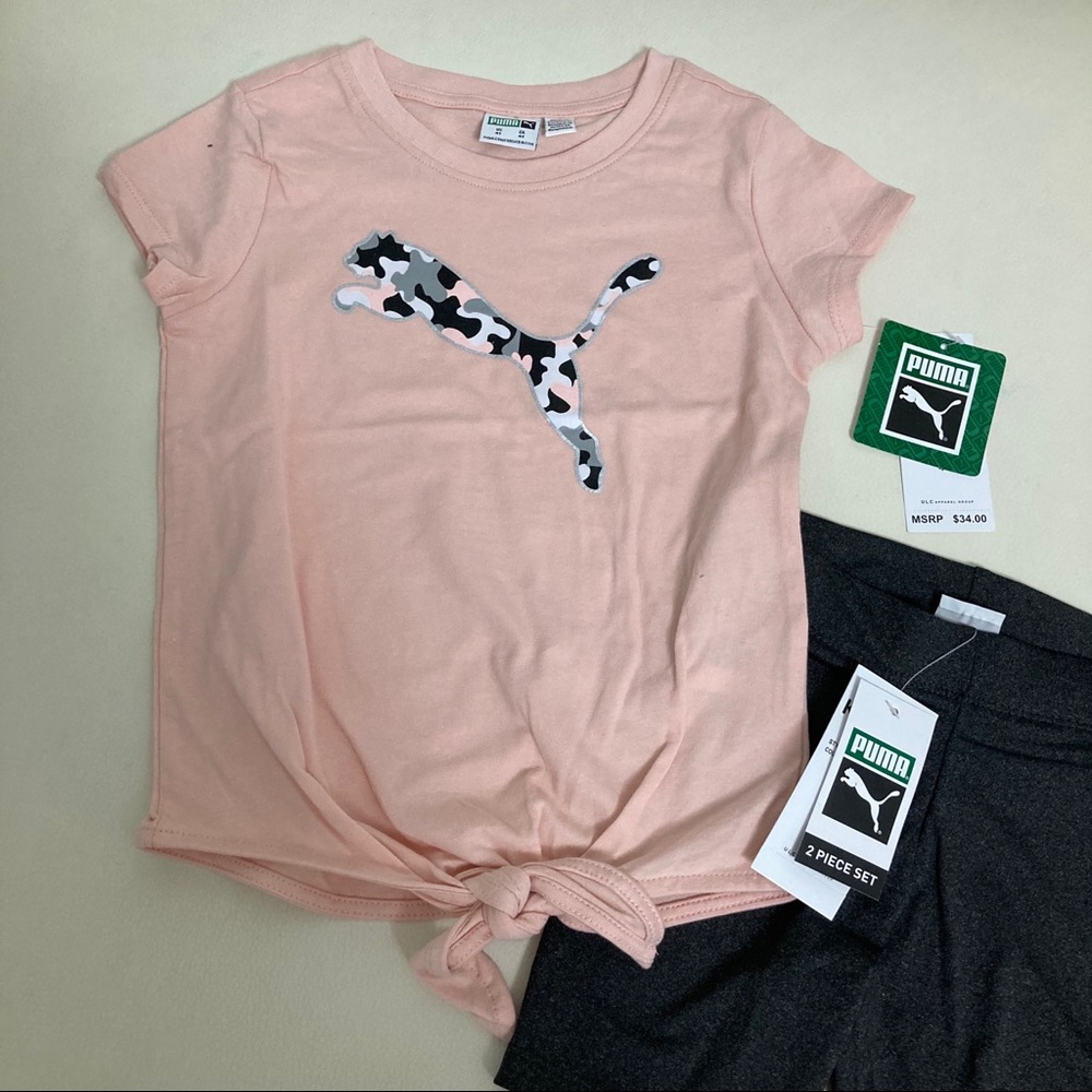 Puma girls 2-piece bike shorts set outfit - Picture 2 of 4